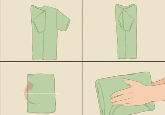 روش های تا کردن لباس در چمدان
